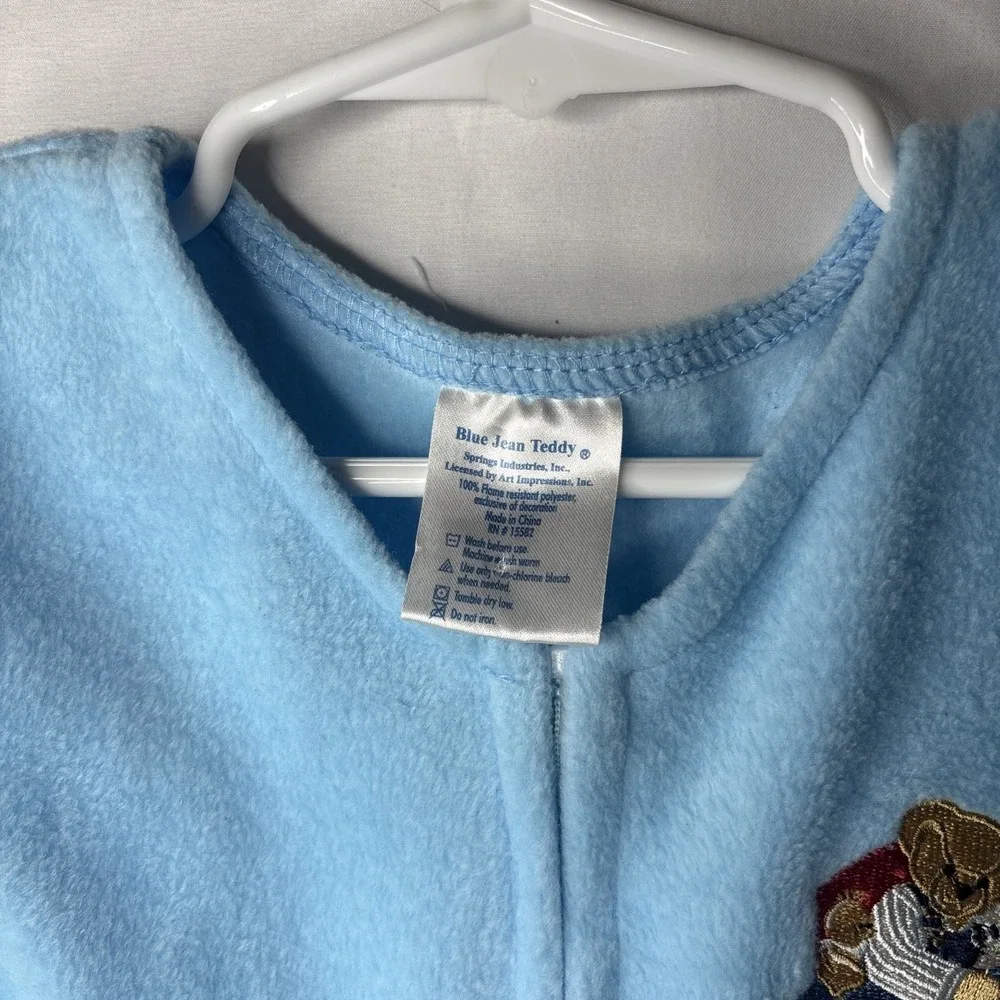 Vintage Blue Jean Teddy Sleepsack Springs Industries Flannel OS Wearable Blanket